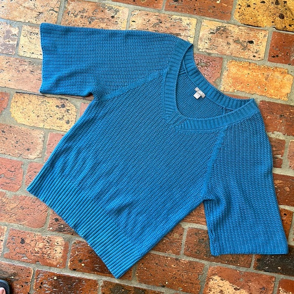 J Jill teal 3/4 sleeve v-neck sweater szS - Picture 5 of 11